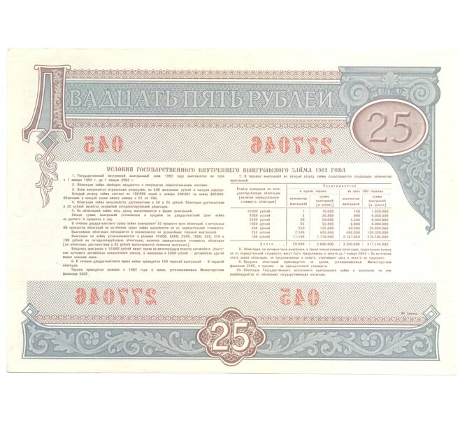 25 рублей 1982 года Облигация госзайма (Артикул B1-4942)