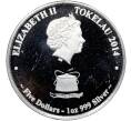Монета 5 долларов 2014 года Токелау «Желтоперый тунец» (Артикул: K10-15180) — Фото №2