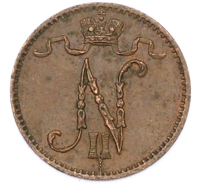 Монета 1 пенни 1909 года Русская Финляндия (Артикул: K10-15420) — Фото №2