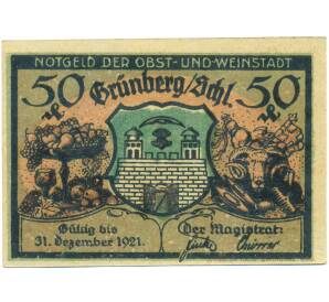 50 пфеннигов 1921 года Германия — город Грюнберг (Нотгельд) — Фото №2