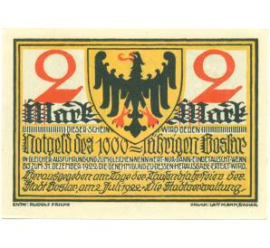 2 марки 1922 года Германия — город Гослар (Нотгельд) — Фото №2