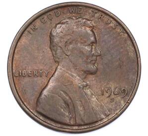 1 цент 1969 года D США — Фото №1