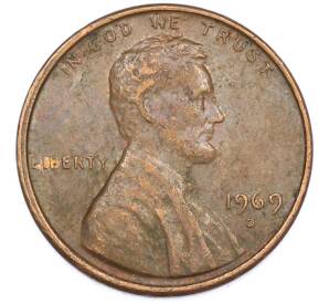 1 цент 1969 года D США — Фото №1