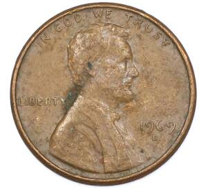 1 цент 1969 года D США — Фото №1