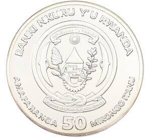 50 франков 2015 года Руанда «Африканская унция — Буйвол» — Фото №2
