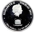 Монета 5 долларов 2014 года Токелау «Желтоперый тунец» (Артикул: K10-15786) — Фото №2