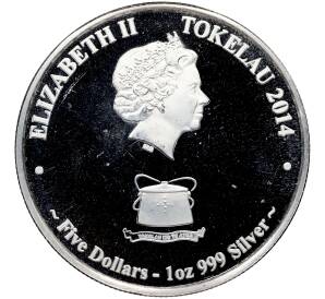 5 долларов 2014 года Токелау «Желтоперый тунец» — Фото №2