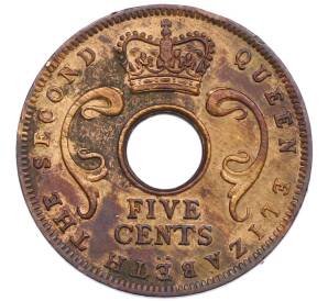 5 центов 1957 года KN Британская Восточная Африка — Фото №2