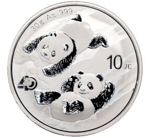 10 юаней 2022 года Китай «Панда — 40 лет чеканке монет с изображением Панды» — Фото №1