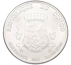 5000 франков 2016 года Республика Конго «Африканский лев» — Фото №2