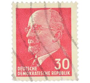 Почтовая марка 30 пфеннигов 1963 года Восточная Германия (ГДР) «Вальтер Эрнст Пауль Ульбрихт» — Фото №1