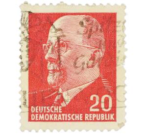 Почтовая марка 20 пфеннигов 1961 года Восточная Германия (ГДР) «Вальтер Эрнст Пауль Ульбрихт» — Фото №1