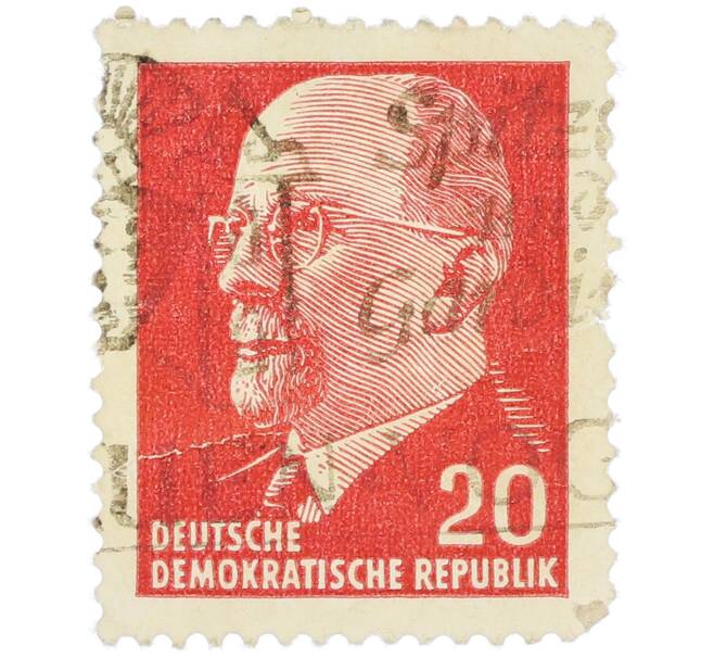 Почтовая марка 20 пфеннигов 1961 года Восточная Германия (ГДР) «Вальтер Эрнст Пауль Ульбрихт» (Артикул: K12-87190) — Фото №1