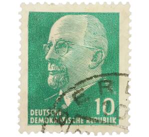 Почтовая марка 10 пфеннигов 1961 года Восточная Германия (ГДР) «Вальтер Эрнст Пауль Ульбрихт» — Фото №1
