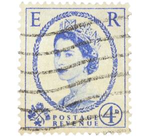 Почтовая марка 4 пенса 1952 года Великобритания «Королева Елизавета II — Серия Уайлдинг» — Фото №1