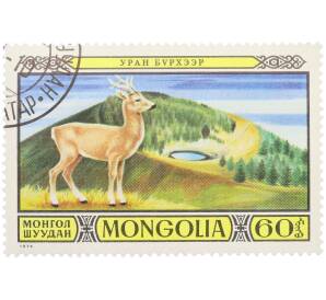 Почтовая марка 60 мунгу 1974 года Монголия «Животные заповедников — Косуля» — Фото №1