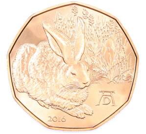5 евро 2016 года Австрия «Альбрехт Дюрер — Заяц» — Фото №1