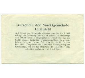 50 геллеров 1920 года Австрия — Лилиенфельд (Нотгельд) — Фото №2
