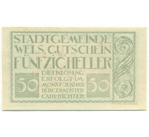 50 геллеров 1921 года Австрия — Вельс (Нотгельд) — Фото №1