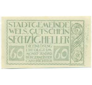 60 геллеров 1921 года Австрия — Вельс (Нотгельд) — Фото №1