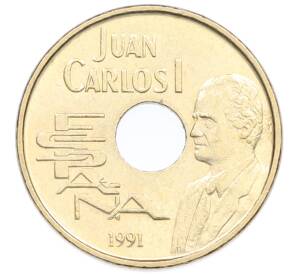 25 песет 1991 года Испания «XXV летние Олимпийские Игры 1992 в Барселоне — Король Хуан Карлос I» — Фото №2