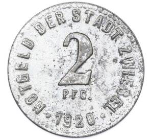 2 пфеннига 1920 года Германия — город Цвизель (Нотгельд) — Фото №2