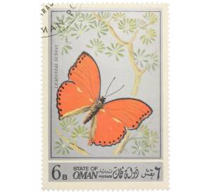 Почтовая марка 6 байз 1972 года Оман «Бабочки — Lemonias sudias» — Фото №1