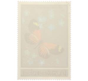 Почтовая марка 40 байз 1972 года Оман «Бабочки — Heliconius melpomene-aglaope и горечавка» — Фото №2