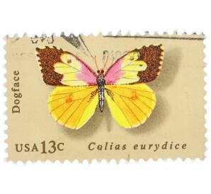 Почтовая марка 13 центов 1977 года США «Бабочки — Желтушка эвридика» — Фото №1