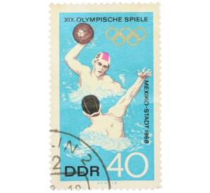 Почтовая марка 40 пфеннигов 1968 года Восточная Германия (ГДР) «XIX летние Олимпийские игры в Мехико — Водное поло» — Фото №1