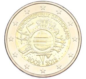 2 евро 2012 года F Германия «10 лет евро наличными» — Фото №1