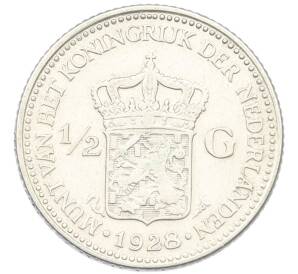 1/2 гульдена 1928 года Нидерланды — Фото №1