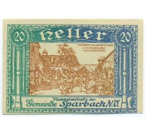 20 геллеров 1920 года Австрия — община Шпарбах (Нотгельд) — Фото №1