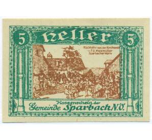 5 геллеров 1920 года Австрия — община Шпарбах (Нотгельд) — Фото №1