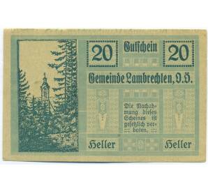 20 геллеров 1920 года Австрия — община Ламбрехтен (Нотгельд) — Фото №1