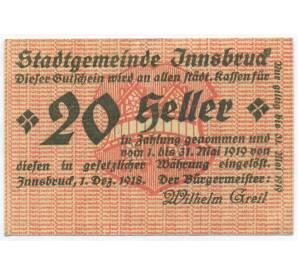 20 геллеров 1920 года Австрия — Инсбрук (Нотгельд) — Фото №1