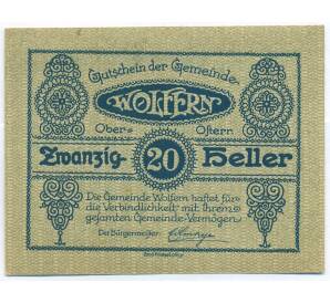 20 геллеров 1920 года Австрия — община Вольферн (Нотгельд) — Фото №2