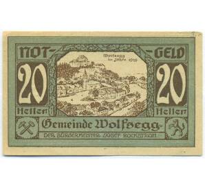 20 геллеров 1920 года Австрия — община Вольфсегг (Нотгельд) — Фото №1