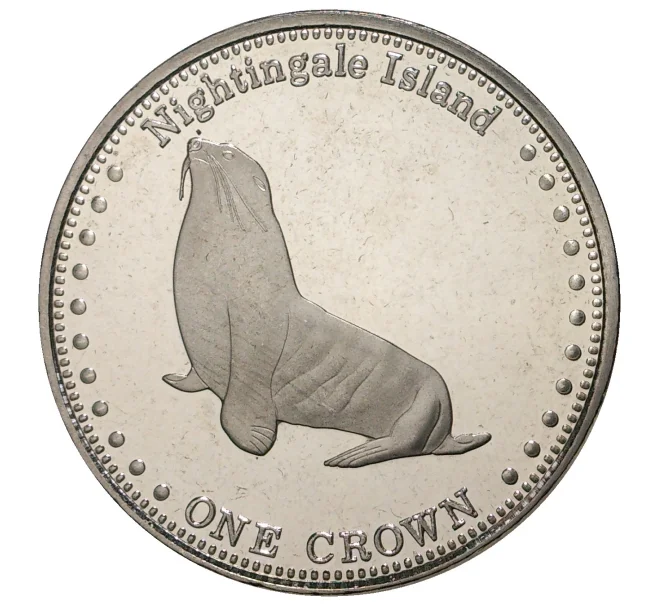 Монета 1 крона 2011 года Тристан-да-Кунья «Субтропический морской котик — Остров Найтингейл» (Артикул M2-36256)
