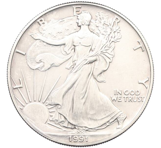Монета 1 доллар 1991 года США «Шагающая Свобода» (Артикул: K12-87980) — Фото №1