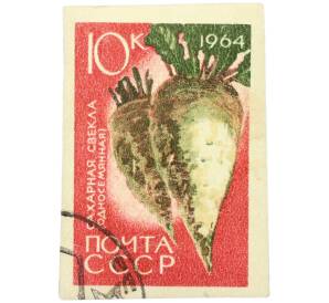 Почтовая марка 10 копеек 1964 года «Сельскохозяйственные культуры — Сахарная свекла (односемянная)» — Фото №1