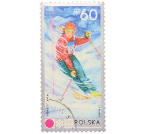 Почтовая марка 60 грошей 1972 года Польша «XI зимние Олимпийские игры в Саппоро — Женский слалом» — Фото №1