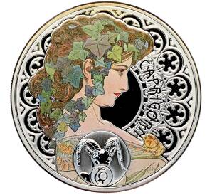 1 доллар 2010 года Ниуэ «150-летие со дня рождения Альфонса Мухи — Козерог» — Фото №1