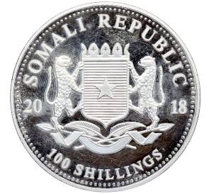 100 шиллингов 2018 года Сомали «Дикая природа Африки — Слон» — Фото №2