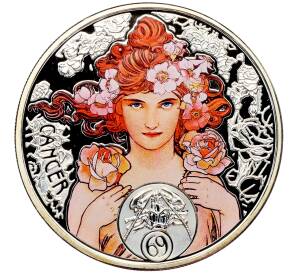 1 доллар 2011 года Ниуэ «150-летие со дня рождения Альфонса Мухи — Рак» — Фото №1