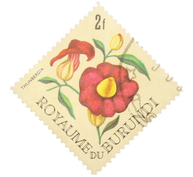 Почтовая марка 2 франка 1966 года Бурунди «Цветы — Тунбергия ланцетолистная» (Артикул: K12-88312) — Фото №1