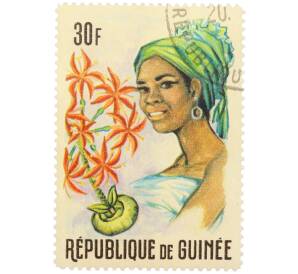 Почтовая марка 30 франков 1966 года Гвинея «Флора Гвинеи и женские головные уборы — Аммочарис» — Фото №1