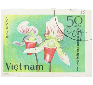 Почтовая марка 50 су 1979 года Вьетнам «Орхидеи — Пафиопедилюм мозолистый» (Без перфорации) — Фото №1