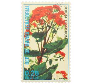 Почтовая марка 0.25 экуэле 1974 года Экваториальная Гвинея «Флора — Очиток обыкновенный» — Фото №1