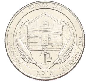 1/4 доллара (25 центов) 2015 года D США «Национальные парки — №26 Национальный монумент Гомстед» — Фото №1